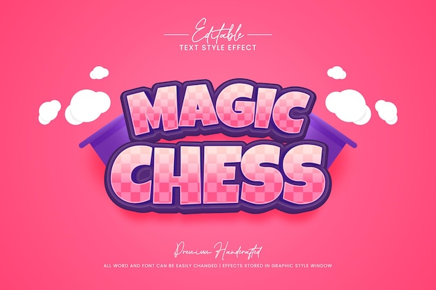 Efeito de estilo de texto editável de jogo de xadrez mágico