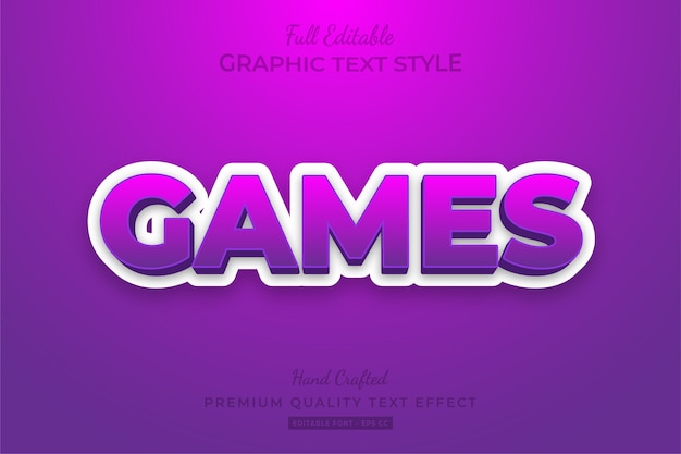 Efeito de estilo de texto editável de jogos de desenho animado