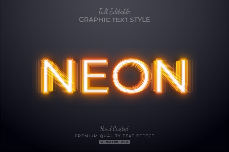 Efeito de estilo de texto editável de néon laranja