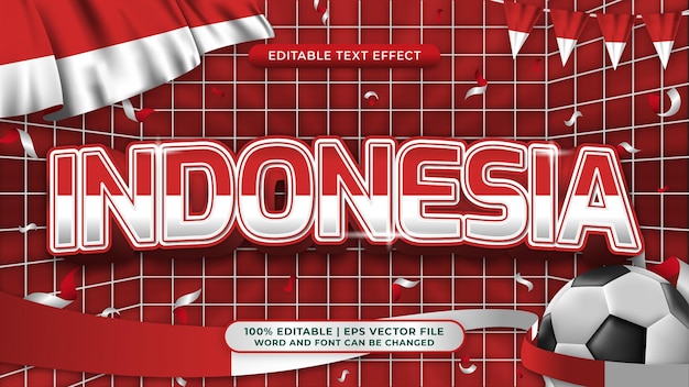 Vetor efeito de estilo de texto editável de tema de fundo de copa do mundo de futebol indonésia