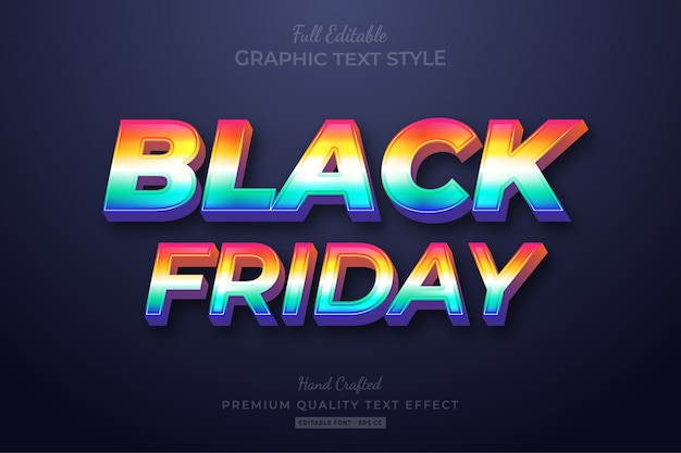 Efeito de estilo de texto editável do black friday retrowave