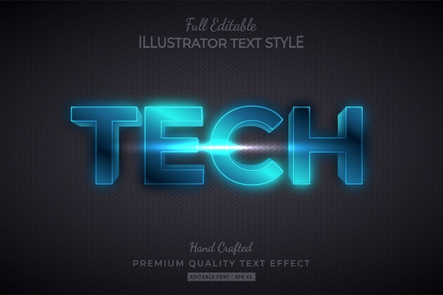 Efeito de estilo de texto editável em tecnologia 3D Premium