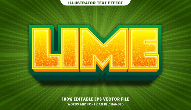 Efeito de estilo de texto editável lime 3d