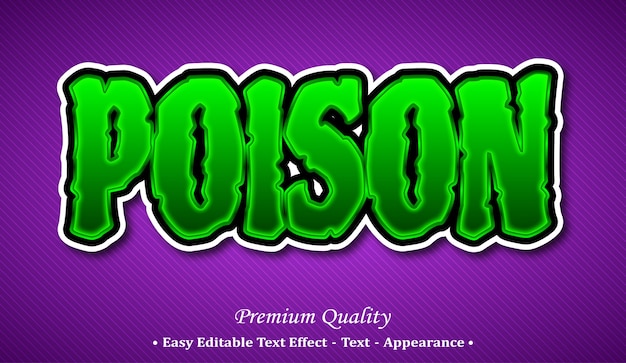 Vetor efeito de estilo de texto editável poison 3d