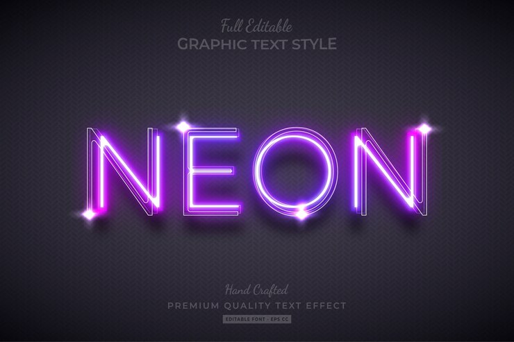 Efeito de estilo de texto editável roxo neon