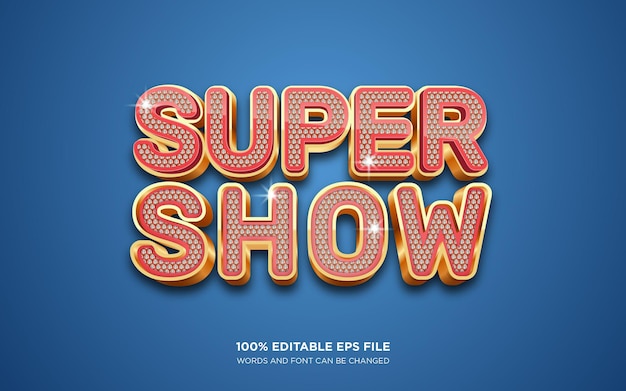 Efeito de estilo de texto editável super show 3d