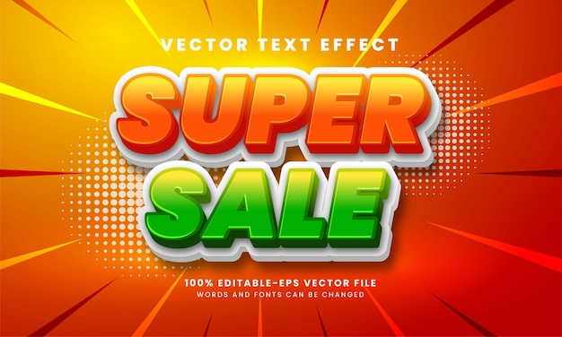 Efeito de estilo de texto editável super venda em 3D adequado para necessidades de promoção de produtos.