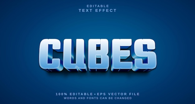 Efeito de estilo de texto editável tema de estilo de texto de cubos