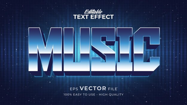 Efeito de estilo de texto editável - tema de estilo de texto music retro