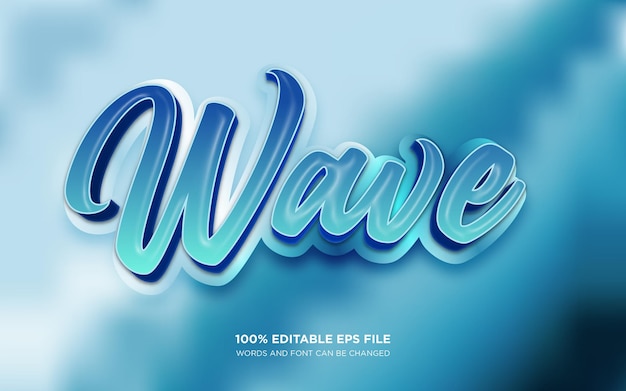 Vetor efeito de estilo de texto editável wave 3d