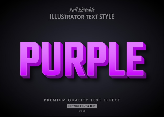 Efeito de estilo de texto minimalista roxo