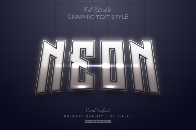 Vetor efeito de estilo de texto premium editável silver neon