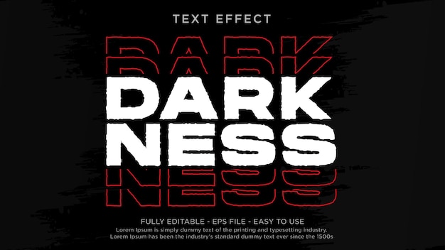 Efeito de estilo de texto streetwear escuro para design de camiseta