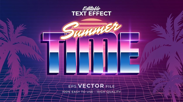 Vetor efeito de estilo de texto. texto de verão retrô em estilo grunge