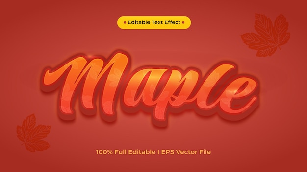 Efeito de estilo de tipografia de texto maple vector premium