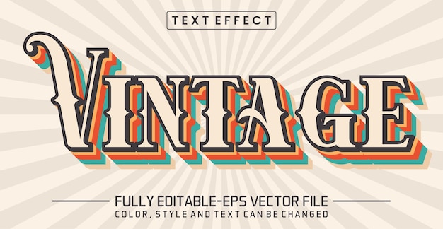 Vetor efeito de estilo editável de texto vintage