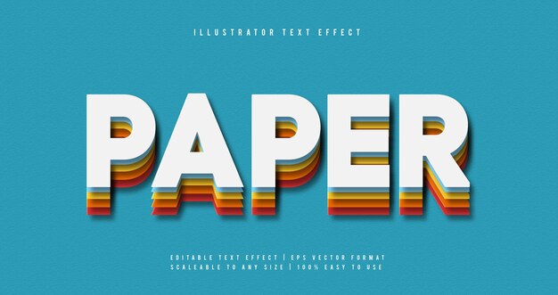 Efeito de fonte de texto de corte de papel colorido