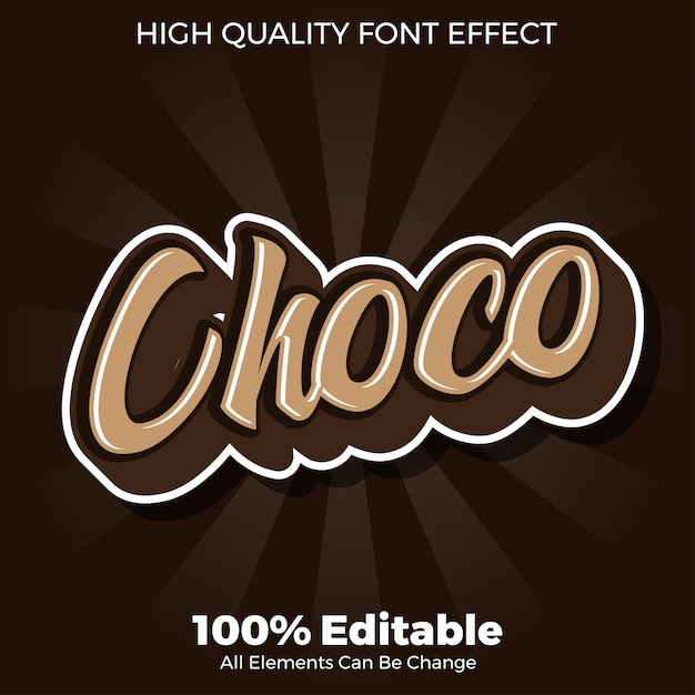 Efeito de fonte editável de estilo de texto de script choco