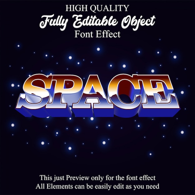 efeito de fonte editável de estilo retro de texto de espaço
