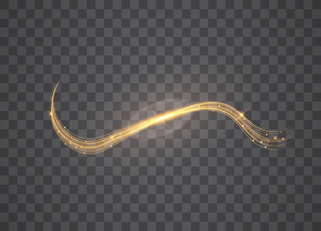 Vetor efeito de linhas brilhantes brilhantes douradas traço de fogo mágico brilhante efeito de luz dourada mágica com trilha curva ilustração vetorial