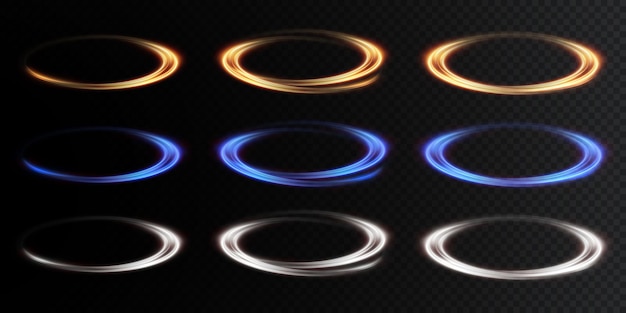 Efeito de luz abstrato da linha dourada de luz