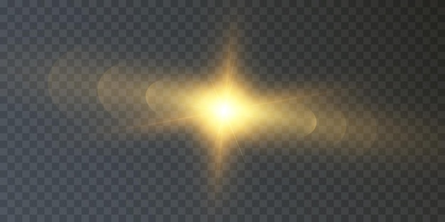 Efeito de luz amarela com raios e destaques star cosmos vector