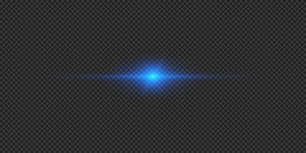 Vetor efeito de luz azul horizontal de flares de lentes