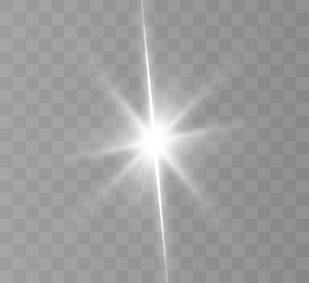 Efeito de luz brilhante com raios e destaques para ilustração vetorial