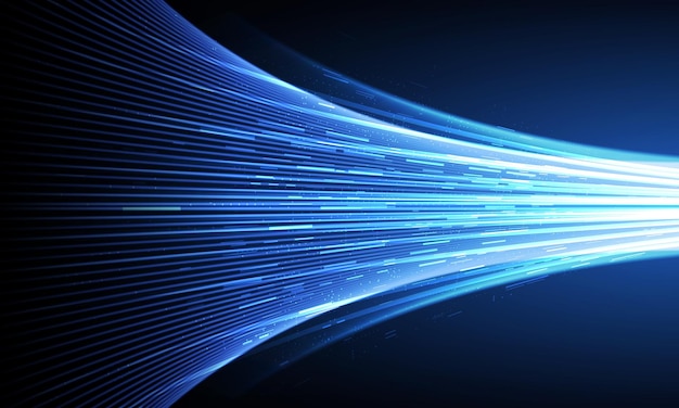 Efeito de luz de alta velocidade abstrato moderno Tecnologia movimento dinâmico futurista em fundo azul Padrão de movimento para conceito de plano de fundo de design de banner ou cartaz