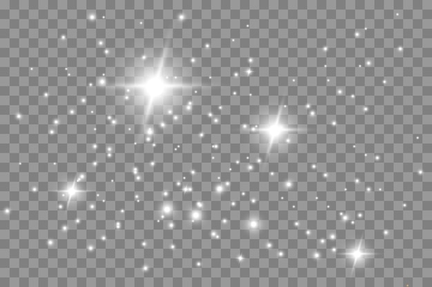 Efeito de luz de brilho. starburst com brilhos em fundo transparente. ilustração vetorial. sol