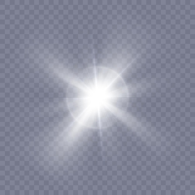 Efeito de luz de estrela brilhante brilho branco brilhante vetor sol para design e ilustração vetor