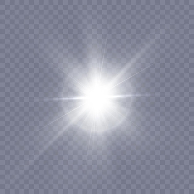 Efeito de luz de estrela brilhante brilho branco brilhante vetor sol para design e ilustração vetor