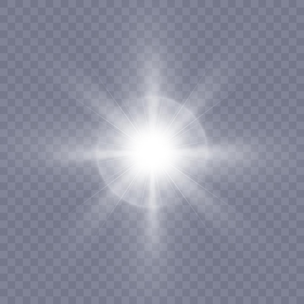 Vetor efeito de luz de estrela brilhante brilho branco brilhante vetor sol para design e ilustração vetor