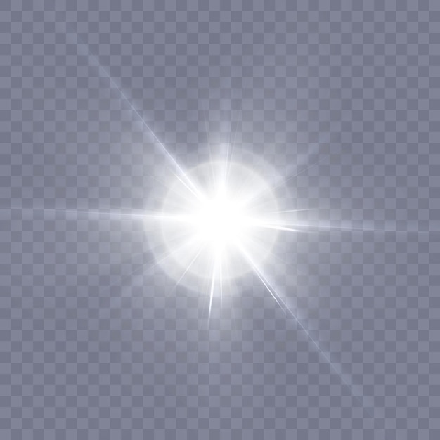 Efeito de luz de estrela brilhante brilho branco brilhante vetor sol para design e ilustração vetor