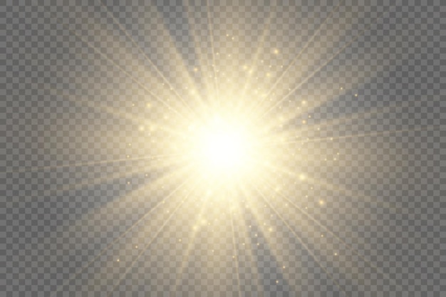 Vetor efeito de luz de flash de lente especial o flash emite raios e ilumina o holofote luz brilhante branca