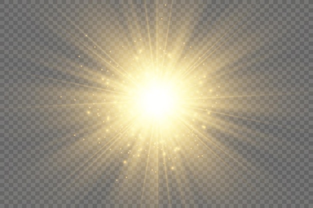 Efeito de luz de flash de lente especial O flash emite raios e o holofote ilumina-se.