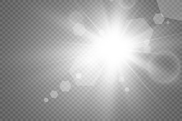 Efeito de luz de flash de lente especial O flash pisca raios e holofote iluminadoLuz brilhante branca