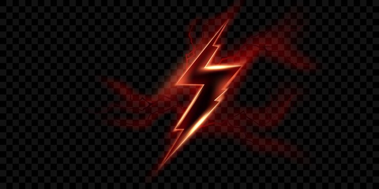 Vetor efeito de luz de fundo flash realista com raio vetor de explosão elétrica