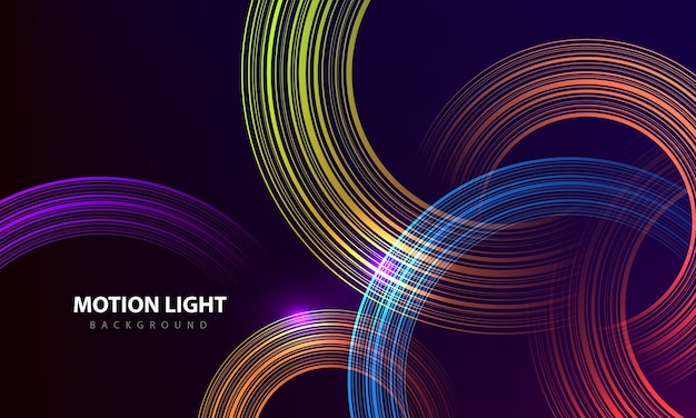 Efeito de luz de movimento de forma de círculo abstrato em fundo escuro