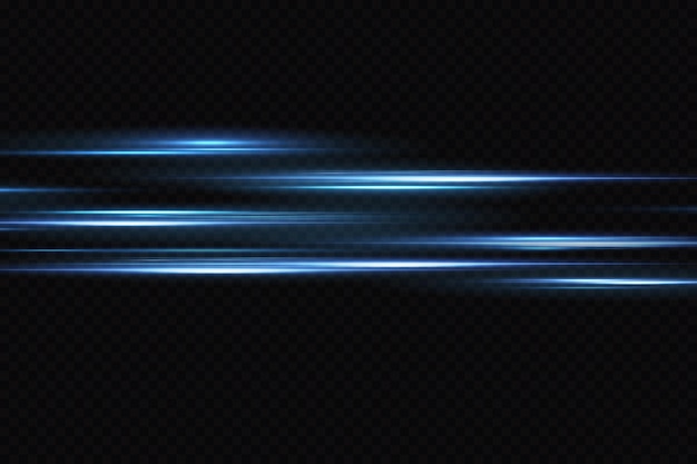Efeito de luz de movimento para banners. Linhas azuis. O efeito da velocidade em um fundo azul linhas de luz