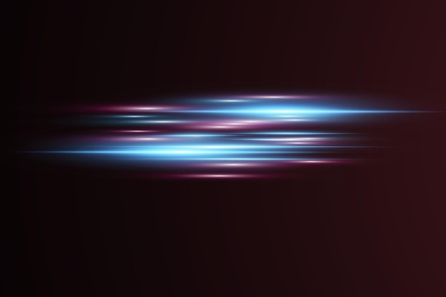 Efeito de luz de movimento para banners Linhas azuis O efeito da velocidade em um fundo azul Linhas vermelhas