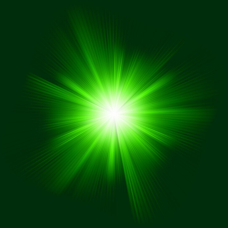 Vetor efeito de luz de raio de explosão abstrato verde