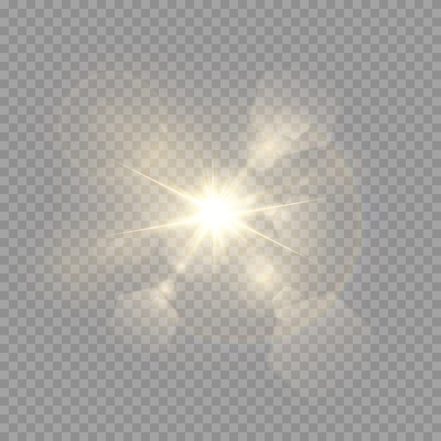 Efeito de luz de reflexo de lente especial luz solar transparente abstrata. borrão em movimento brilho brilho. Isolado de fundo transparente. Elemento de decoração. Estrela horizontal estourar os raios e holofotes.