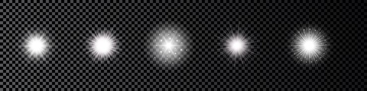 Efeito de luz de reflexos de lente Conjunto de cinco luzes brancas brilhantes efeitos starburst com brilhos