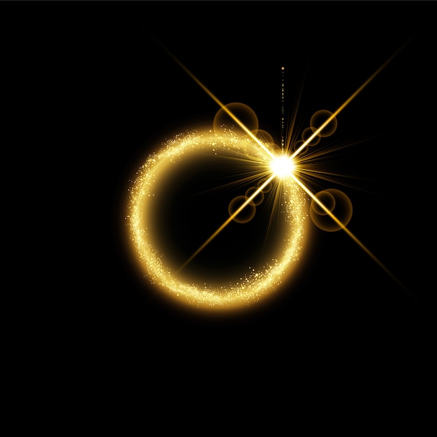 Efeito de luz do círculo mágico de ouro.