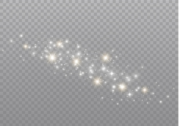 Efeito de luz especial de brilho de faíscas brancas. brilha em fundo transparente. Padrão abstrato de Natal. Partículas de poeira mágica cintilantes