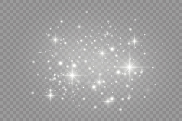 Efeito de luz especial de brilho de faíscas brancas. Brilha em fundo transparente.