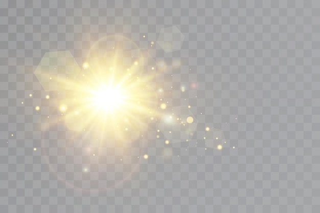 Efeito de luz golden brilhante estrela amarela sol starlight