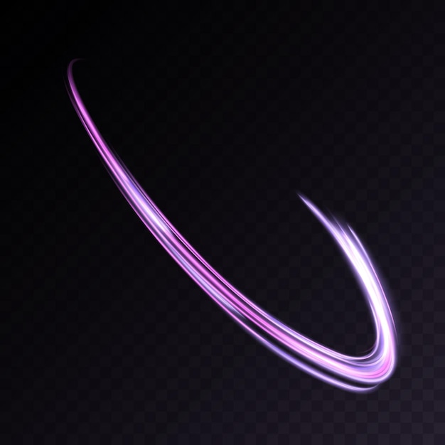 Efeito de luz neon roxo cintilante. efeito de luz de linha curva para web design, indústria de jogos.