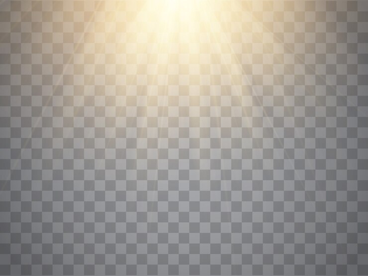 Vetor efeito de luz, raios de sol, vigas em fundo transparente.